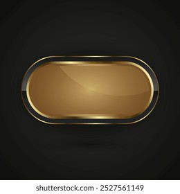 A Luxury Black and gold button with premium stoked vector design, metallic sheen at the center vector, illustration