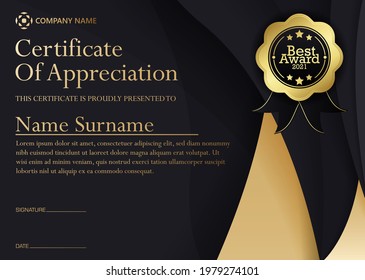 Luxury black and gold certificate