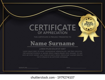 Luxury black and gold certificate