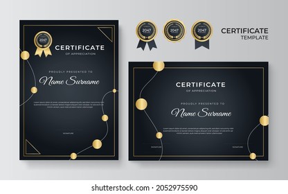 Luxury black and gold certificate with gold frame color.