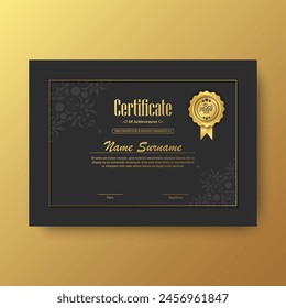 Luxury black and gold certificate with gold frame color