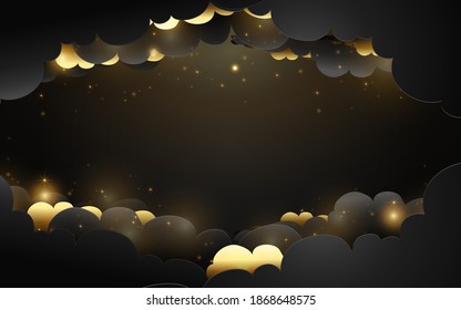 Luxury Black and gold cloud background. Vector illustration