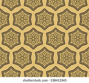 luxury black and gold color seamless floral decorative pattern. Vector illustration. For invitation, template, wallpaper