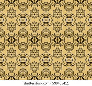 luxury black and gold color seamless floral decorative pattern. Vector illustration. For invitation, template, wallpaper