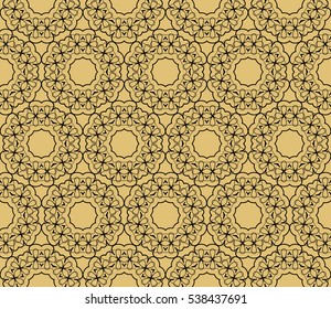 luxury black and gold color seamless floral decorative pattern. Vector illustration. For invitation, template, wallpaper