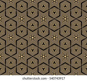 luxury black and gold color seamless floral decorative pattern. Vector illustration. For invitation, template, wallpaper