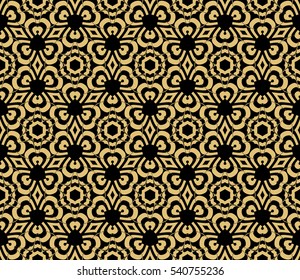 luxury black and gold color seamless floral decorative pattern. Vector illustration. For invitation, template, wallpaper