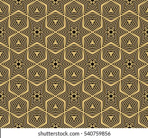 luxury black and gold color seamless floral decorative pattern. Vector illustration. For invitation, template, wallpaper