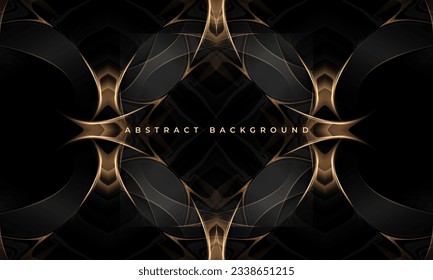 Luxury black and gold dark abstract background with golden elegant shapes and lines. Vector illustration