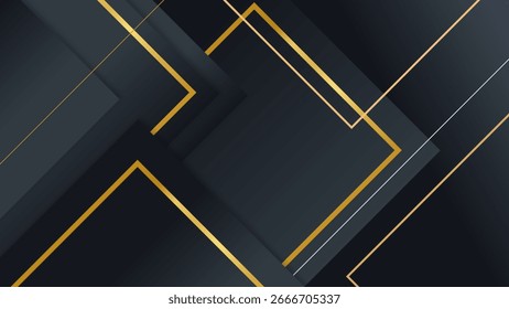 Fundo geométrico preto e dourado de luxo