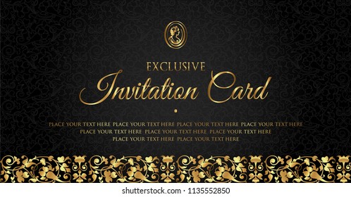 Luxury black and gold invitation card design - vintage style