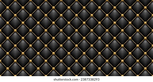 Luxury black and gold leather background. Seamless pattern.
