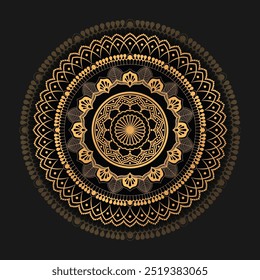 Diseño de fondo de mandala negro y dorado de lujo