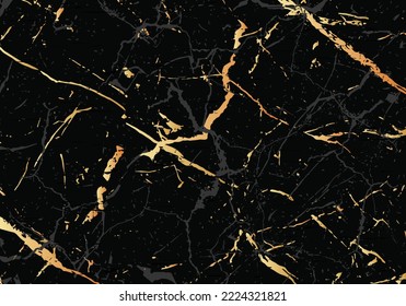 Luxury Black and Gold Marble texture background vector. Panoramic Marbling texture design for Banner, invitation, wallpaper, headers, website, print ads, packaging design template