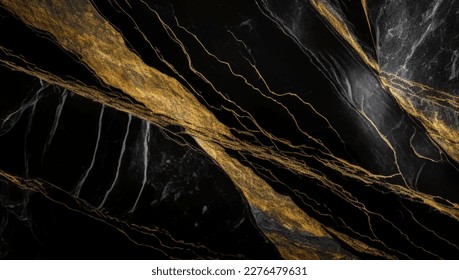 Luxury Black and Gold Marble texture background vector. Panoramic Marbling texture design.