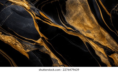 Luxury Black and Gold Marble texture background vector. Panoramic Marbling texture design.