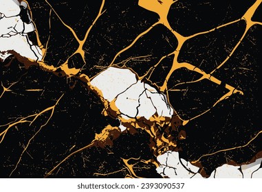 Fondo de textura de mármol negro y oro de lujo
