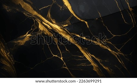Luxury Black and Gold Marble texture background vector. Panoramic Marbling texture design