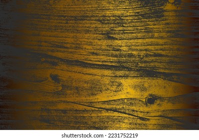 Luxury black gold metal gradient background with distressed wooden parquet texture. Vector illustration