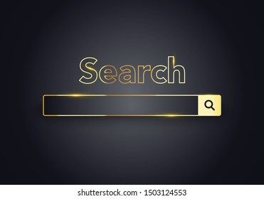 Luxury Black And Gold Vector Flat Style Browser Window. Premium Search Engine Illustration.