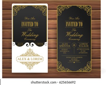 Luxury Black Gold Wedding Invitation Card