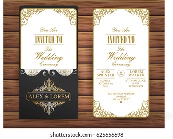 Luxury Black Gold Wedding Invitation Card