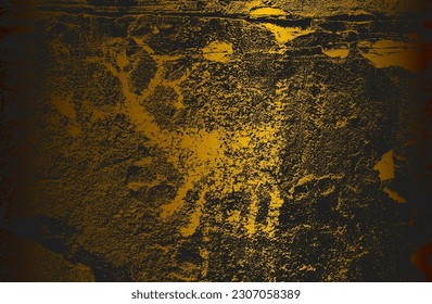 Luxury black goldemetal gradient background with distressed cracked concrete texture. Vector illustration