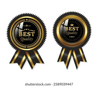 Luxury black and golden badges. Premium quality stamp, gold labels and best offer badge collection