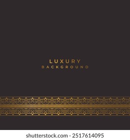 luxury black golden border seamless decorative wedding invitation card template art deco with gold ornamental pattern line divider background