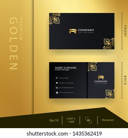 Luxury Black Golden Business Card With Premium Ornament And Elegant Template .motive . Batik