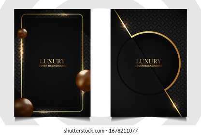 Luxury black and golden cover design template. Vector VIP and premium style layout graphic can use menu restaurant, hotel, corporate brochure, business report, invitation