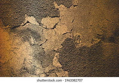 Luxury black golden metal gradient background with distressed cracked concrete texture. Vector illustration