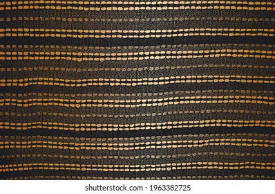 Luxury black golden metal gradient background with distressed weaving striped fabric, jersey, pullover textile texture. Vector illustration