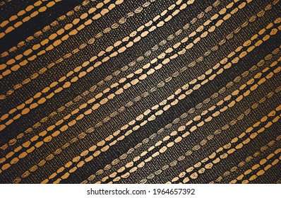 Luxury black golden metal gradient background with distressed weaving fabric, textile, knitted sweater texture. Vector illustration