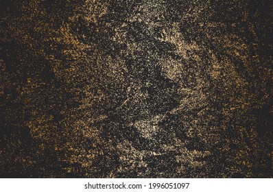 Luxury black, golden metal gradient background with distressed fabric, textile texture. Vector illustration