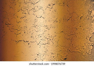 Luxury black, golden metal gradient background with distressed cracked concrete texture. Vector illustration