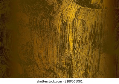 Luxury black golden metal gradient background with distressed cracked concrete texture. Vector illustration
