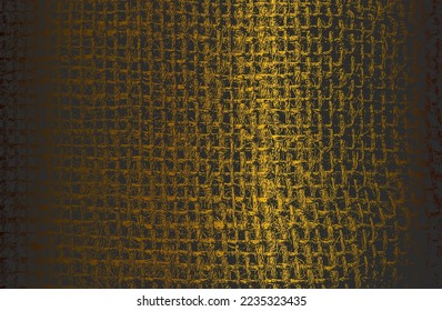 Luxury black golden metal gradient background with distressed fabric, textile texture. Vector illustration
