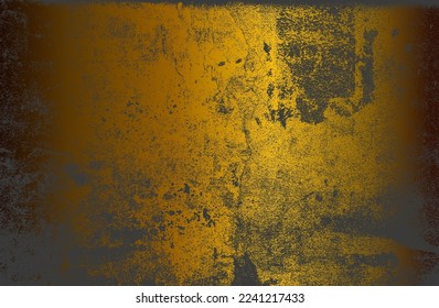 Luxury black golden metal gradient background with distressed metal plate texture. Vector illustration