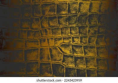Luxury black golden metal gradient background and distressed crocodile  snake  alligator skin leather texture  Vector illustration