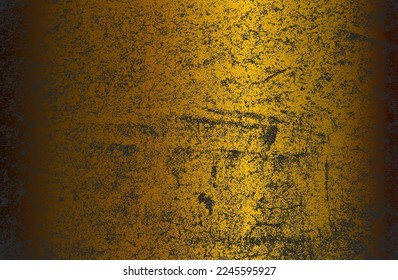 Luxury black golden metal gradient background with distressed cracked concrete texture. Vector illustration