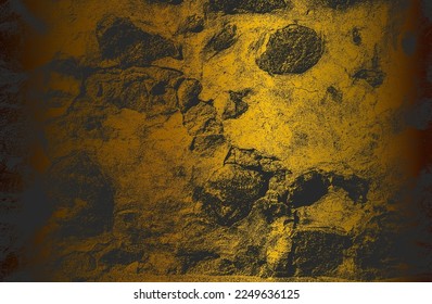 Luxury black golden metal gradient background with distressed cracked concrete texture. Vector illustration