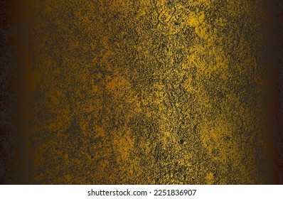 Luxury black golden metal gradient background with distressed cracked concrete texture. Vector illustration