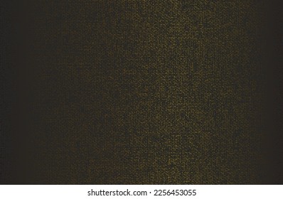 Luxury black golden metal gradient background with distressed fabric, textile texture. Vector illustration