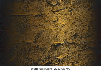 Luxury black golden metal gradient background with distressed cracked concrete texture. Vector illustration