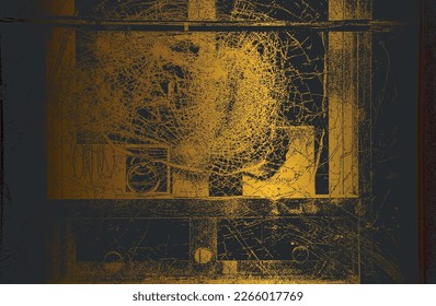 Luxury black golden metal gradient background with distressed cracked concrete texture. Vector illustration