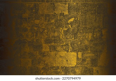 Luxury black golden  metal gradient background with distressed cracked concrete texture. Vector illustration