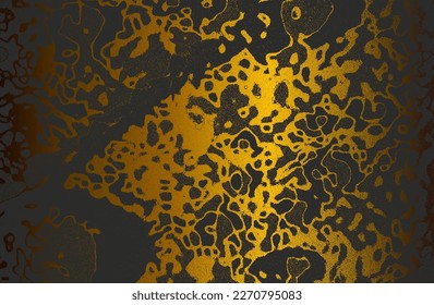 Luxury black golden metal gradient background with distressed fabric, textile texture. Ornamental floral pattern. Vector illustration