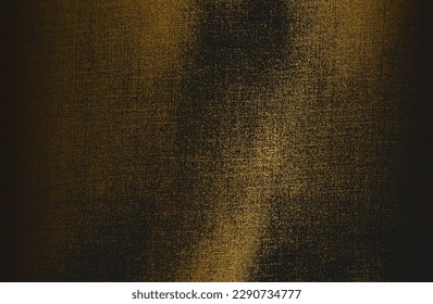 Luxury black golden metal gradient background with distressed fabric, textile texture. Vector illustration
