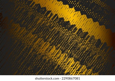 Luxury black golden metal gradient background with distressed fabric, textile texture. Vector illustration
